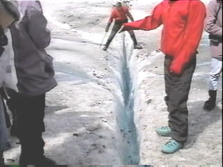 crevasse on Mendenhall Glacier