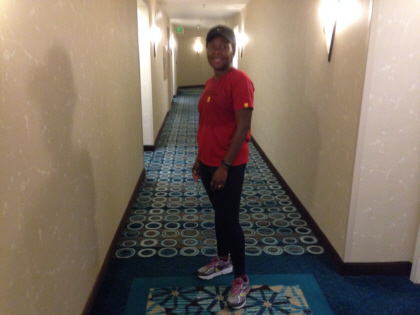 Traci after the running tour